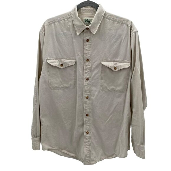 REI Tan Long Sleeve Button Down Shirt Men’s Size M - Picture 1 of 5